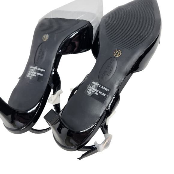 Anne Klein Black Patent Leather Slingback Bernette Bow Pump Sandals Size 7.5M - Picture 12 of 12